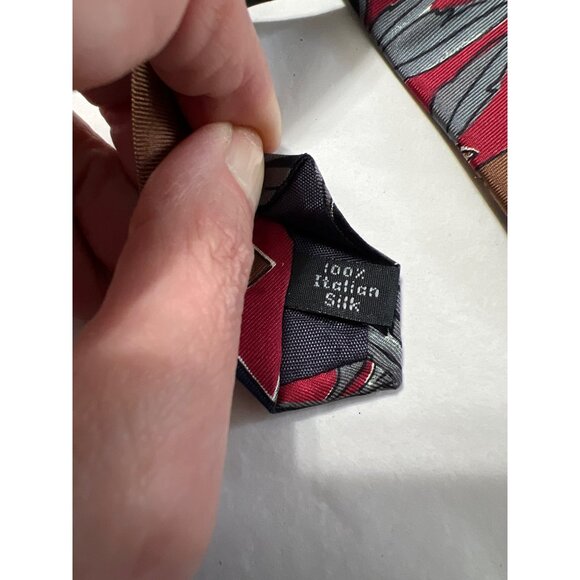 Don Loper Mens Silk Floral Geometric Tie 4" Wide Multicolor - Picture 3 of 5